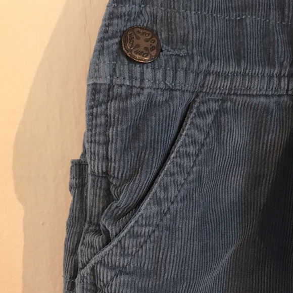 Osh Kosh big Osh dusty blue cord overalls with plaid flannel lining & buckles - Picture 9 of 16